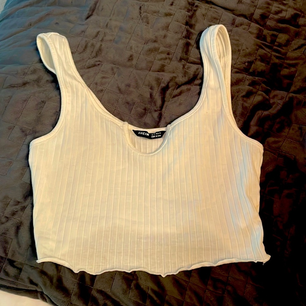 White Cropped Tank Top